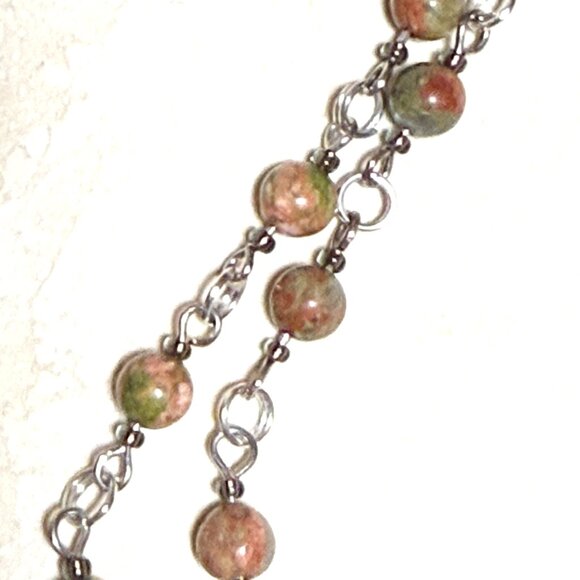 Genuine Jungle Green Unakite Necklace, Natural Gemstone Pendant Necklace - Picture 10 of 16